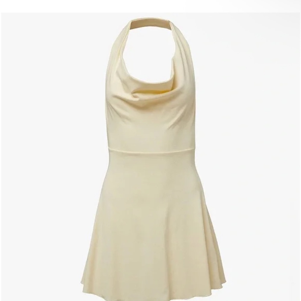 WeWoreWhat Halter Cowl Neck Mini Dress in Ivory - Size L - Picture 9 of 10